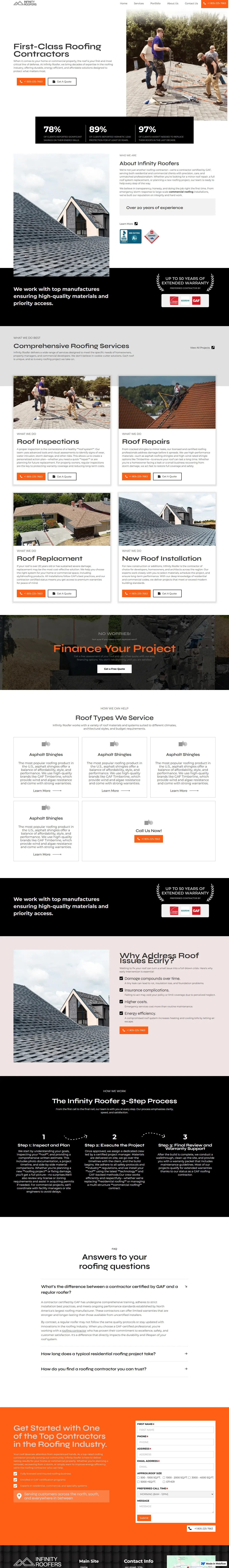 Infinity Roofers lead-generation website