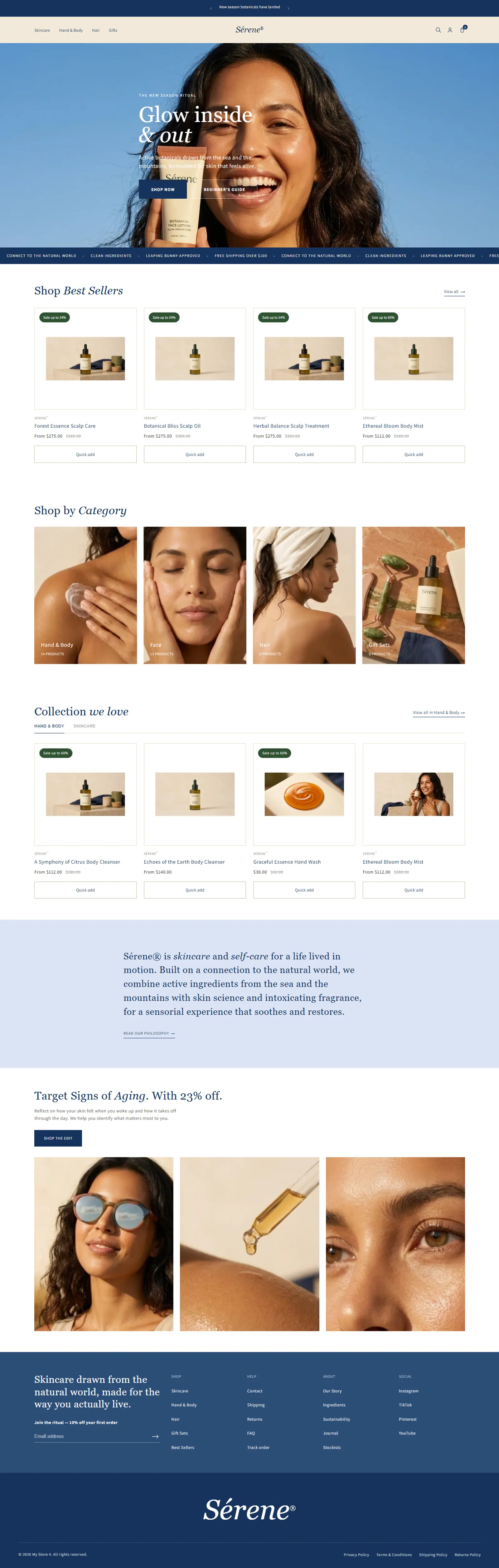Serene premium skincare ecommerce concept