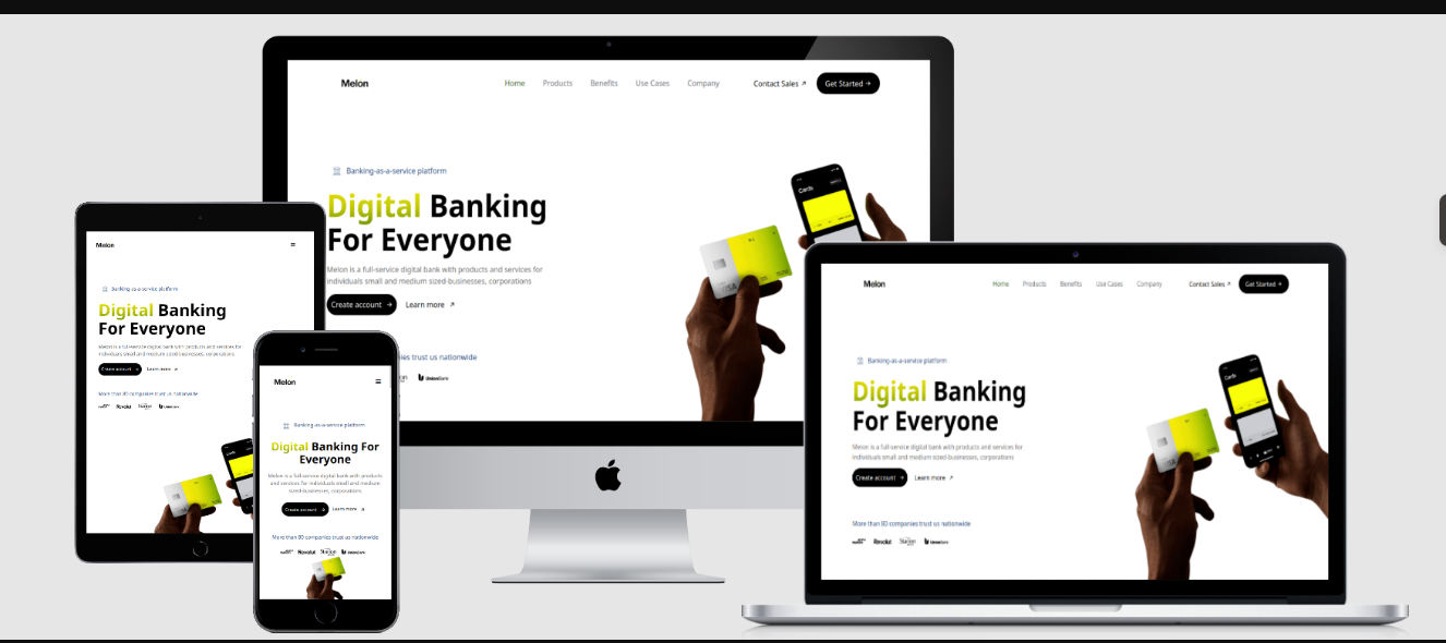 Melon Bank fintech landing page